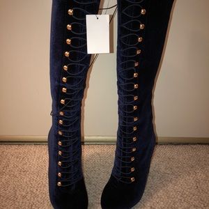XOXO Blue Velvet Boot
